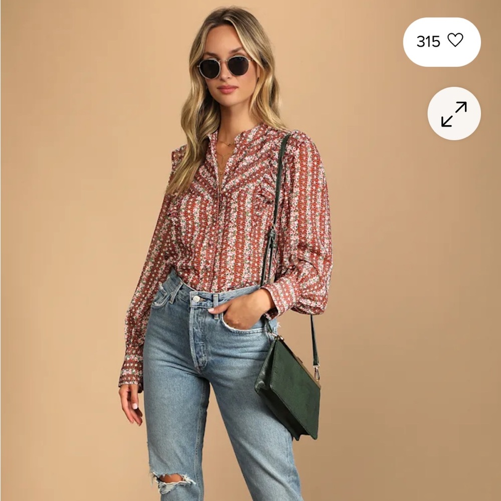 Lulu’s Evermore Rust Floral Buttondown